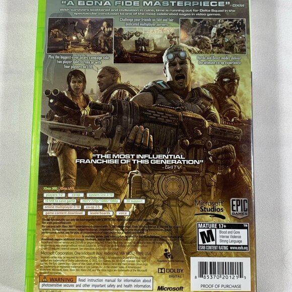 Gears of War 3 Microsoft Xbox 360 Video Game 2011 Complete with Manual Tested - Picture 3 of 6